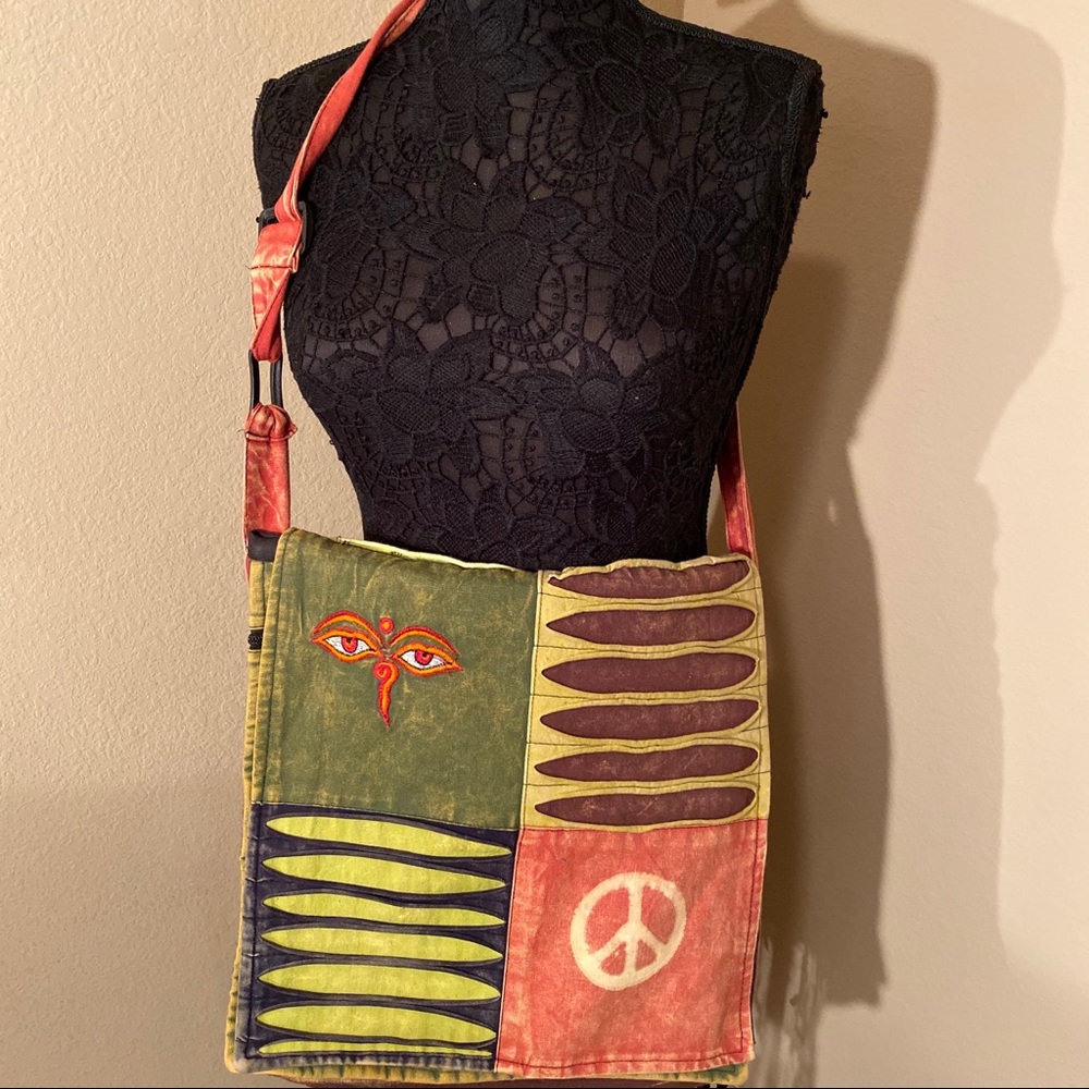 Nepal Crossbody Boho Hippie Big Purse 14x14